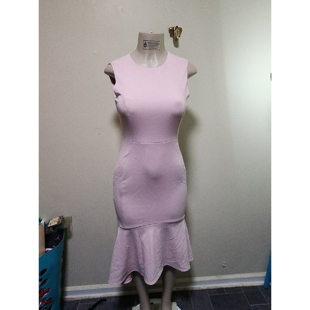 Calvin Klein High Low Midi Scuba Sheath Dress Light Pink Size 2